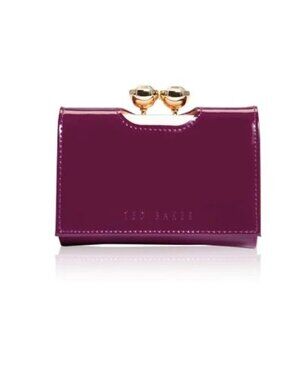 Ted Baker Patent Leather Wallet Wine Purple
